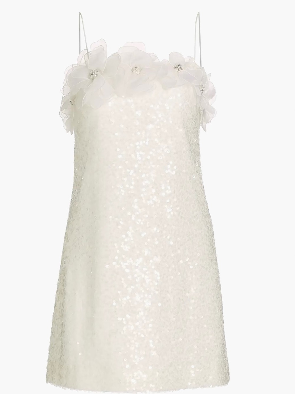 Sachin + Babi White Sequin Floral Strap Mini Dress